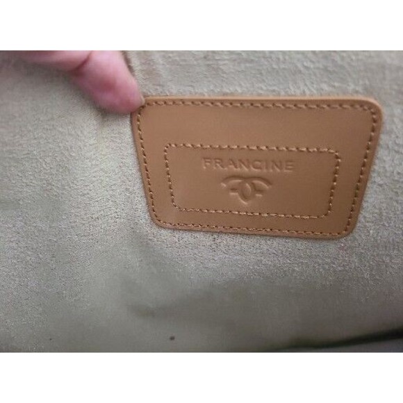 Francine Collection Tan Leather Laptop Brief Case Bag - Picture 6 of 14